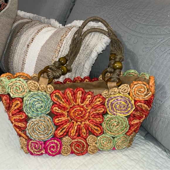 Capelli of New York Multicolor Woven Tote - Picture 3 of 8